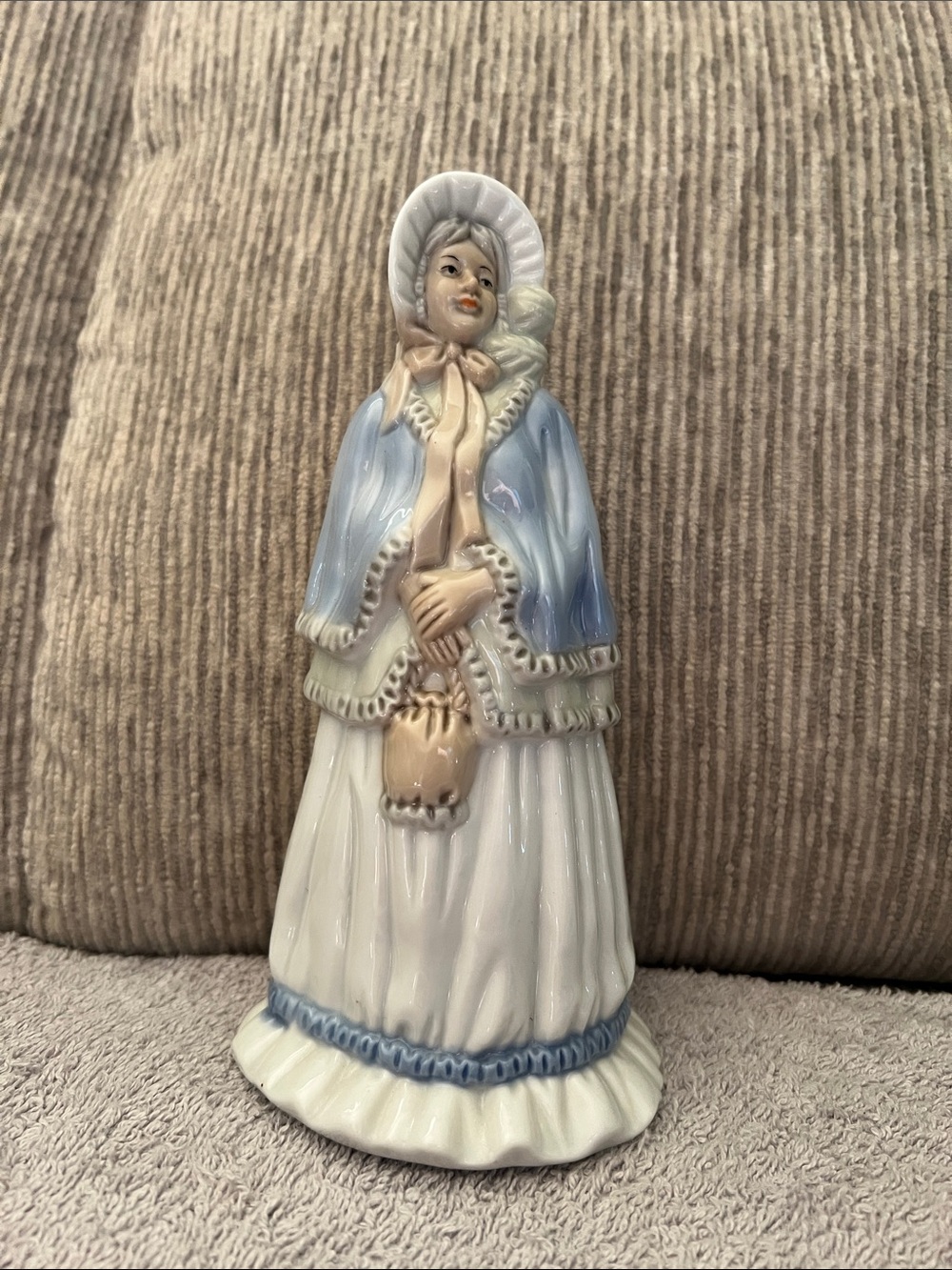 Blue and White Porcelain Victorian Lady Figurine